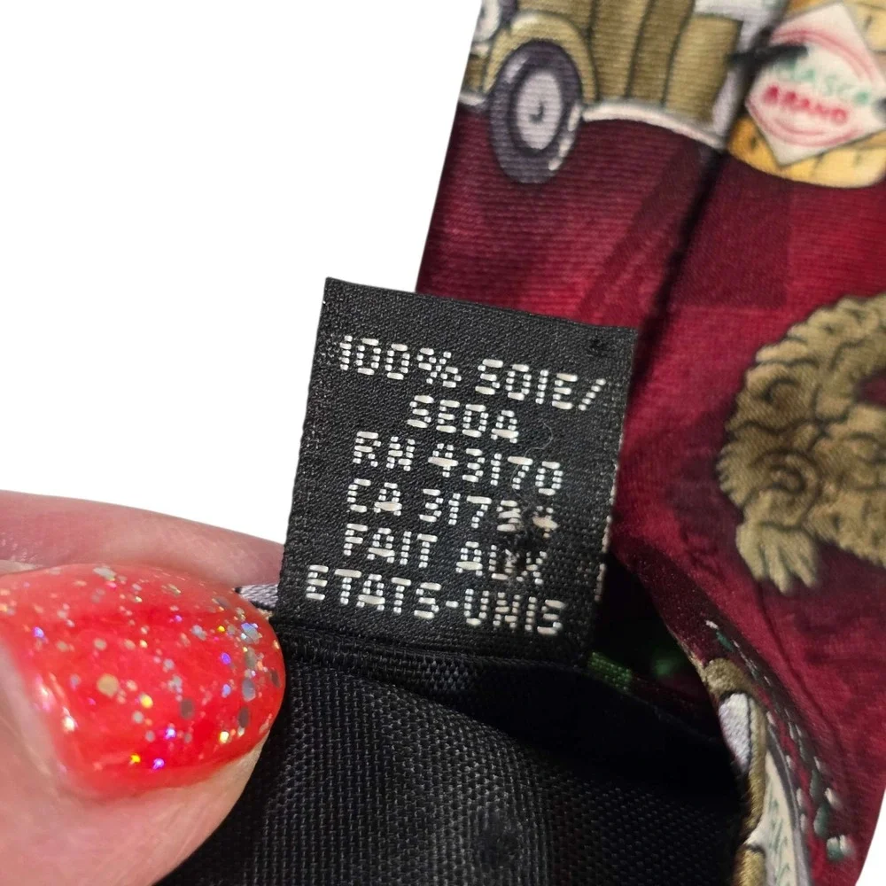 TABASCO Alligator‎ Tropical Scene Silk Necktie Red Burgundy Men's Accessory
